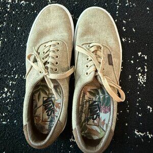 Vans Men's Beige Canvas Sneakers with print inside - Men's Size 8.5